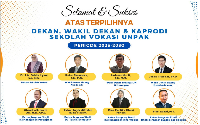 Selamat & Sukses Atas Dilantiknya Stuktural Baru Sekolah Vokasi Universitas Pakuan